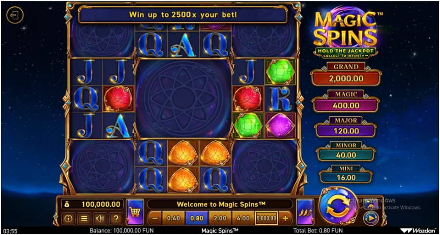 Interface de la machine à sous Magic Spins