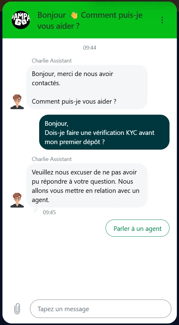 Echange avec le service client de Pampago