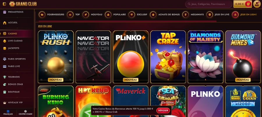 Mini jeux sur Grandclub