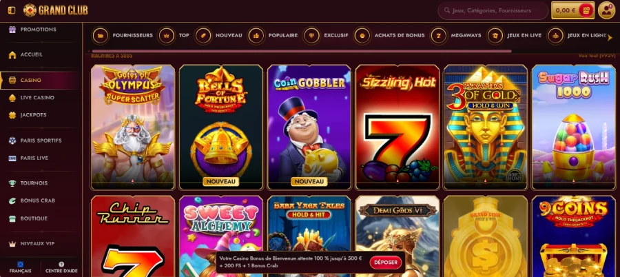 Machines à sous sur Grandclub