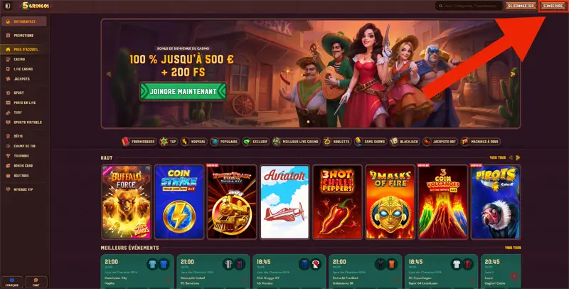 étape 1 inscription 5gringos