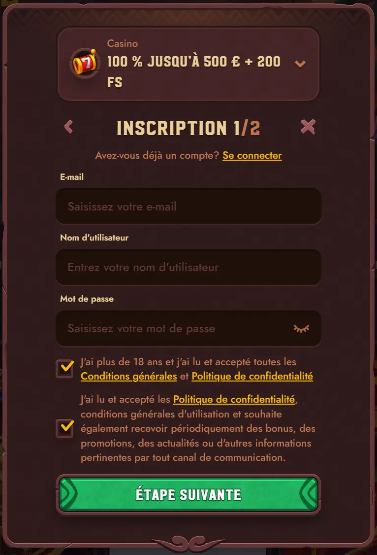 étape 3 inscription 5gringos