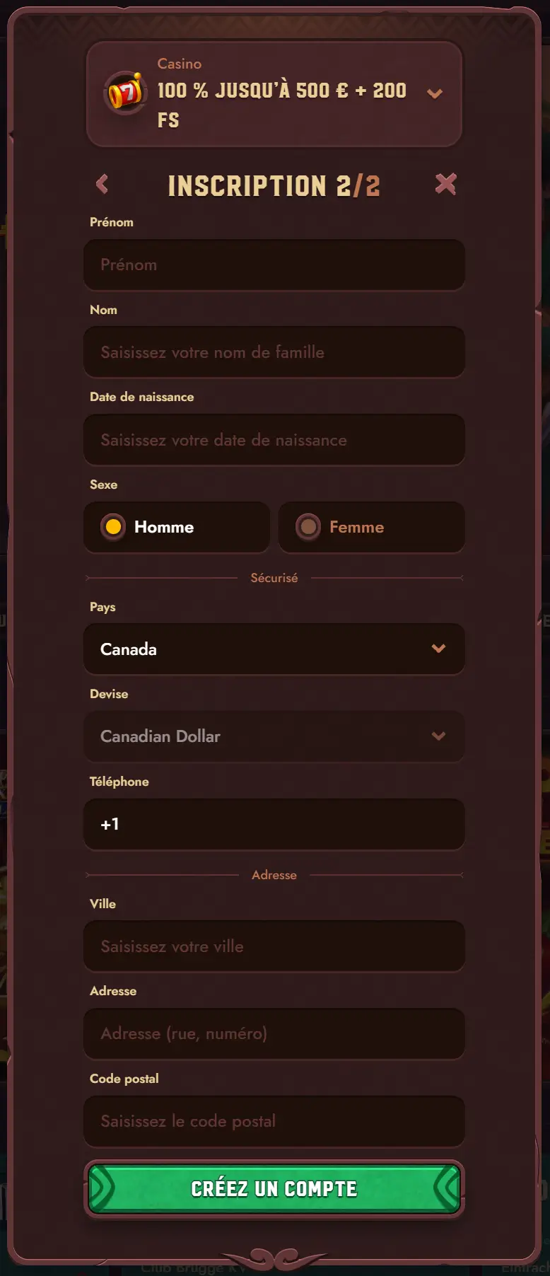 étape 4 inscription 5gringos