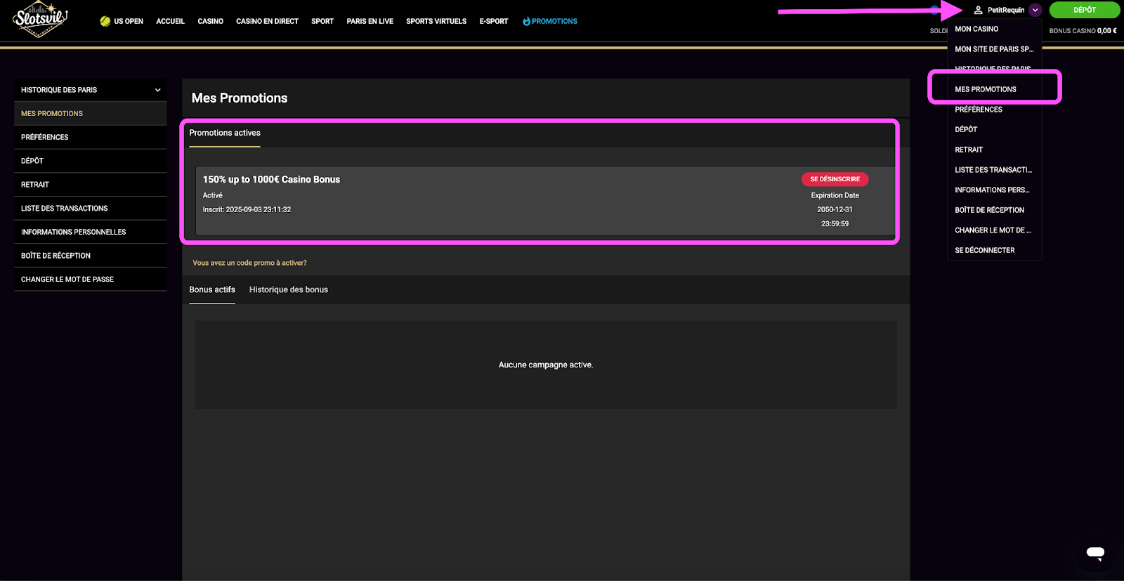 étape 5 activer bonus 300