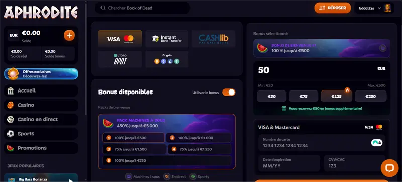 inscription étape 4 aphrodite casino