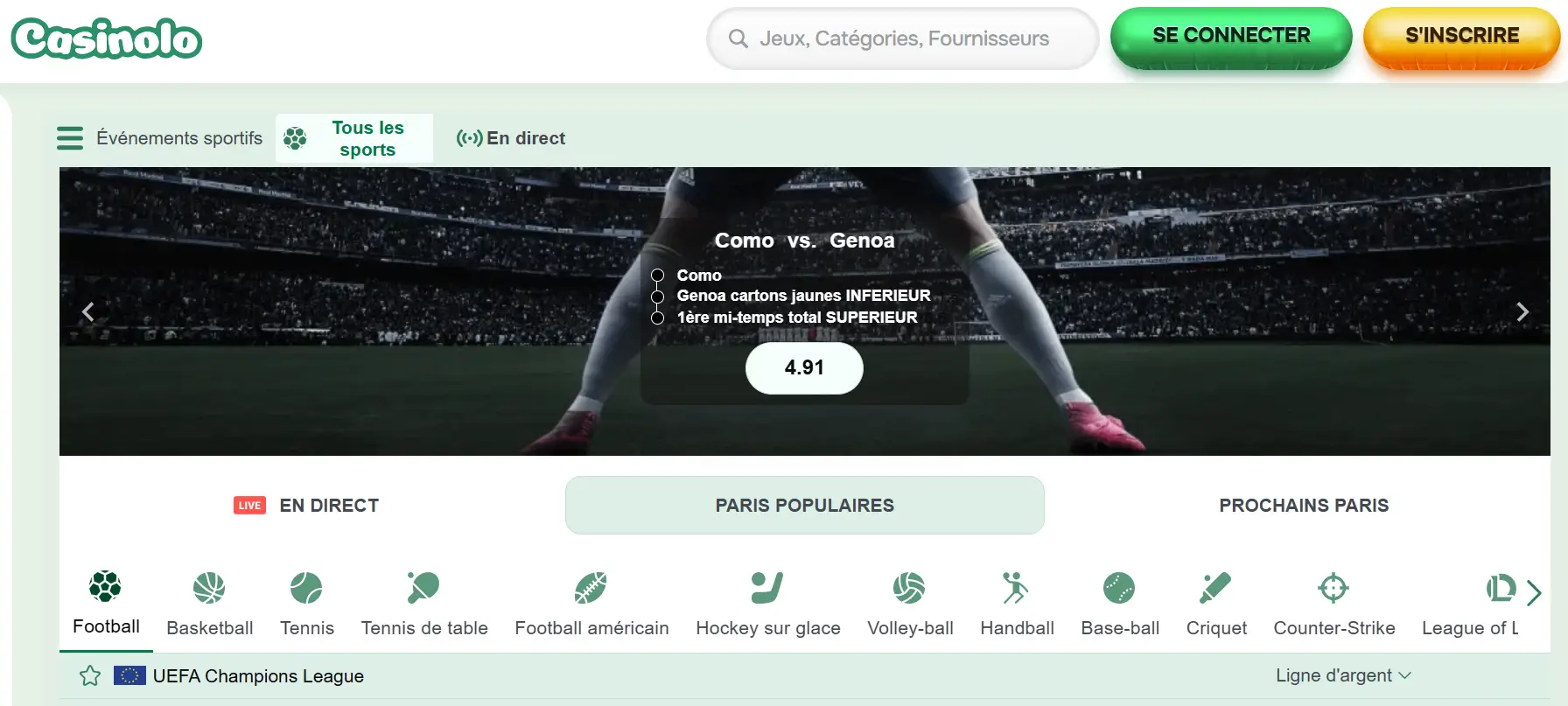 paris sportifs casinolo