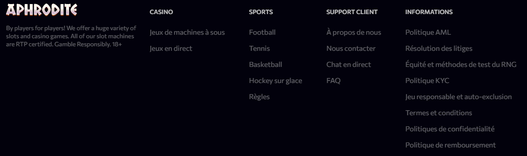 sécurité aphrodite casino