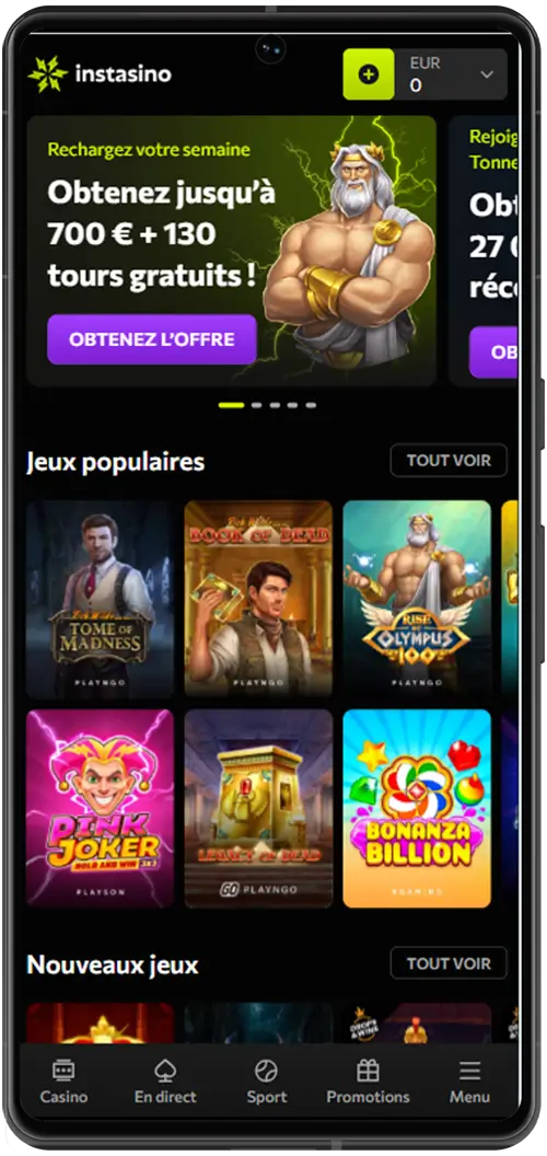 version mobile instasino
