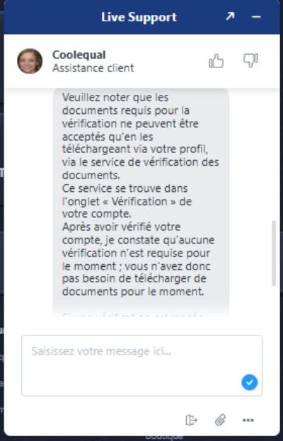 Assistance client de Betwarts