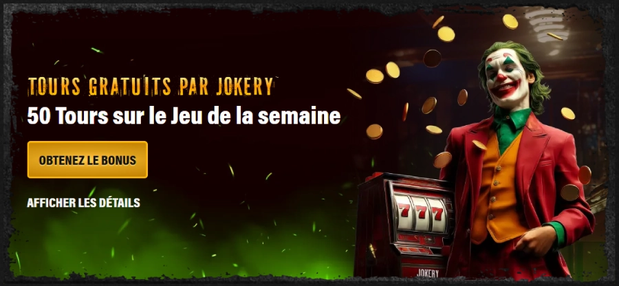 Bonus de tours gratuits de Jokery Casino