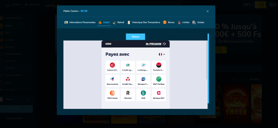 Faire un dépôt sur Volerbet étape3