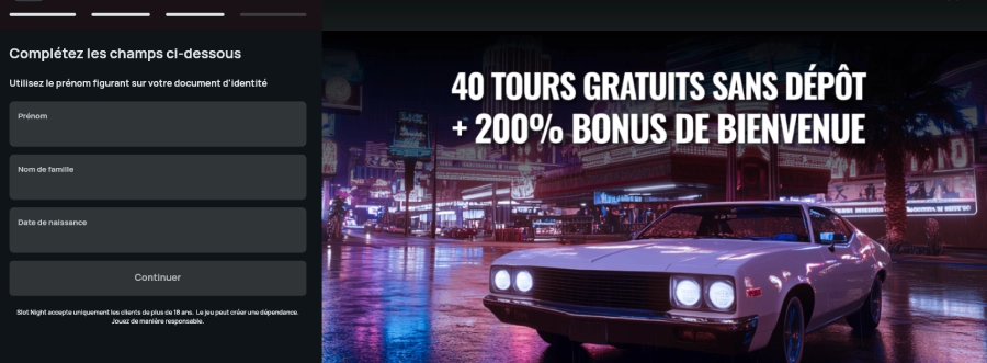 Inscription sur SlotNight étape4