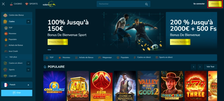 Inscription sur Volerbet étape1