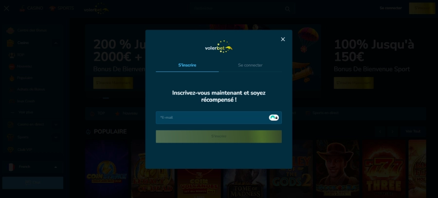 Inscription sur Volerbet étape2