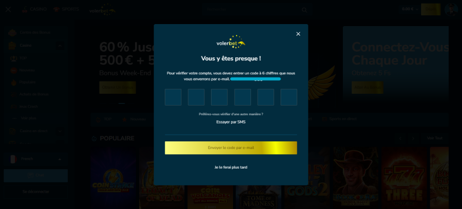 Inscription sur Volerbet étape4