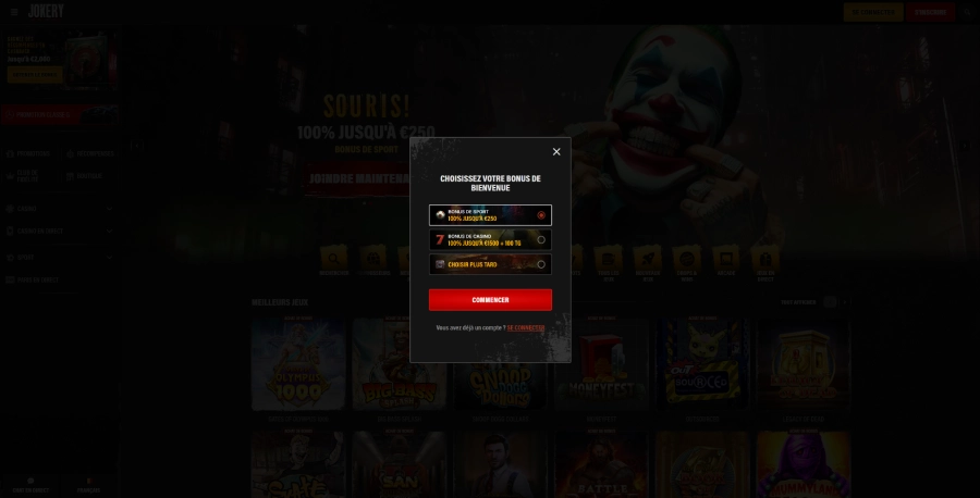 Inscription sur jokery Casino étape2