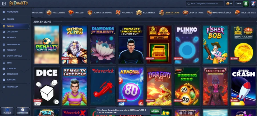 Mini-jeux sur Betwarts