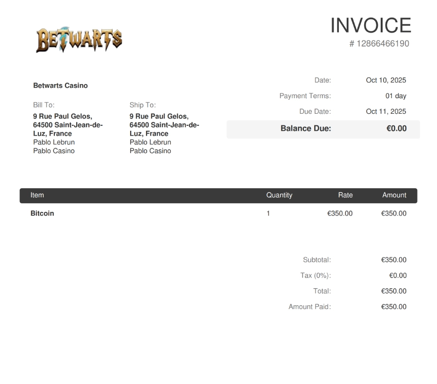 Preuve de retrait sur Betwarts