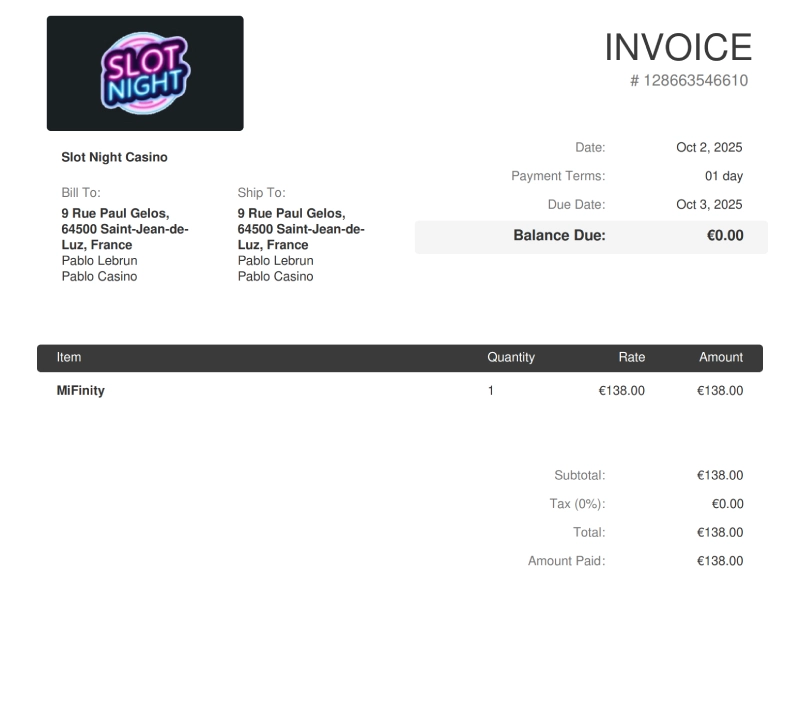 Preuve de retrait sur Slotnight