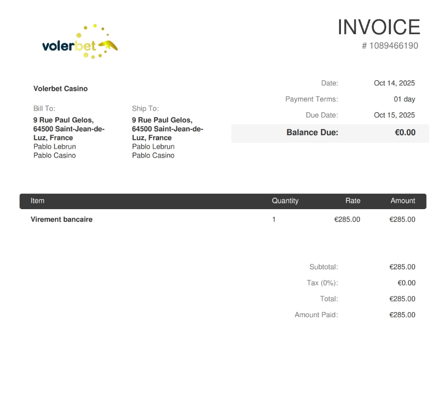 Preuve de retrait sur Volerbet