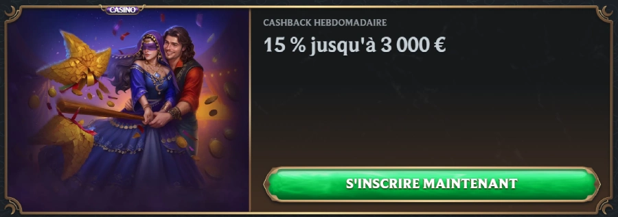 Capture d'écran cashback hebdomadaire Astromania