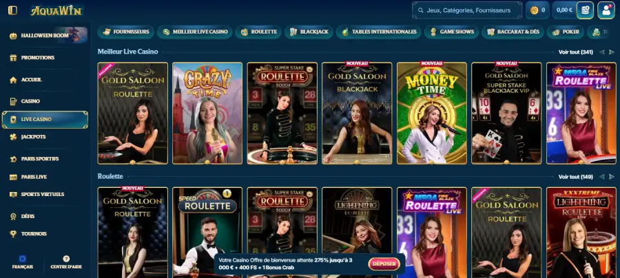 Casino Live Aquawin