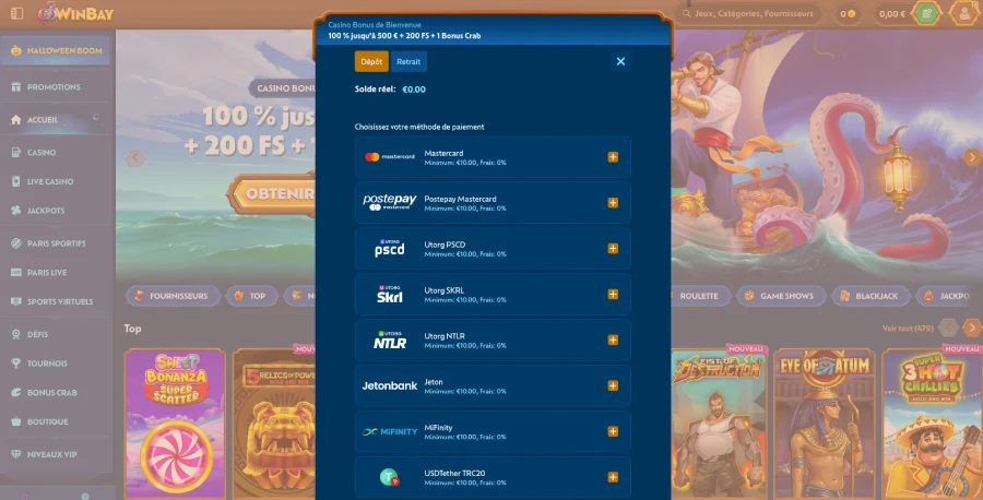 Faire un dépôt sur Winbay étape 2