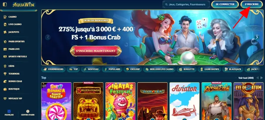 Inscription étape 1 Aquawin