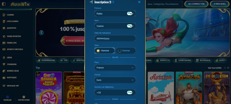 Inscription étape 4 Aquawin