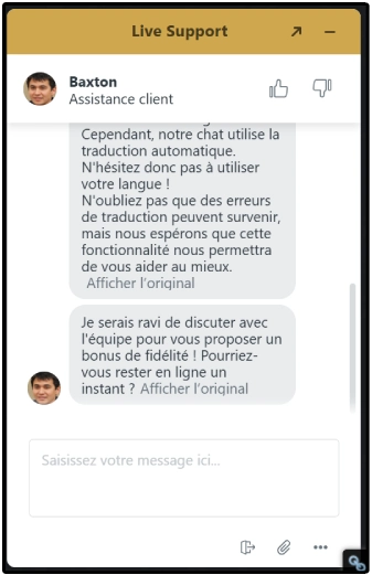 Live chat avec le service client sur Astromania