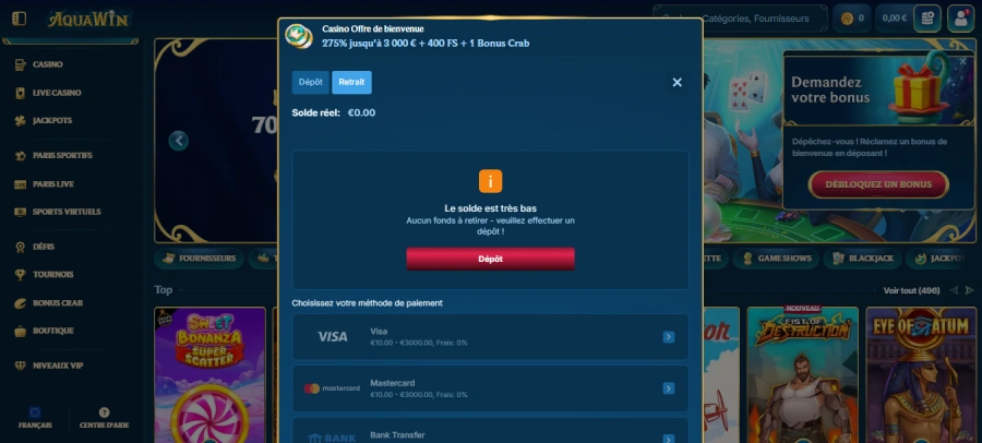 Retrait sur Aquawin étape 2