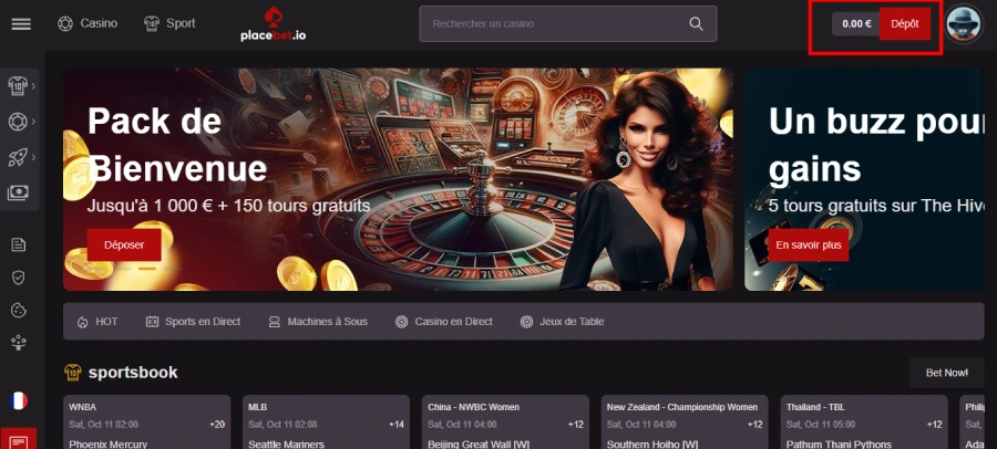 Faire un retrait étape 1 PlaceBet