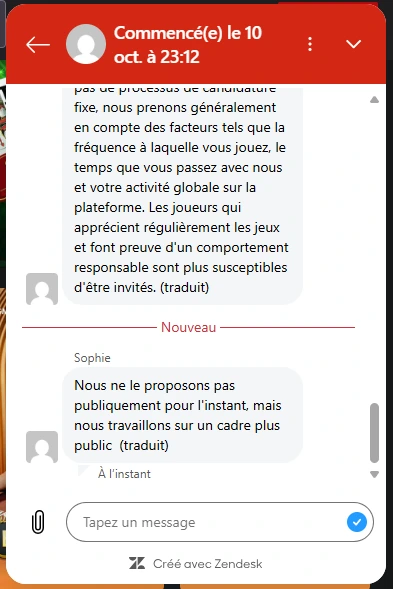 Service client sur PlaceBet