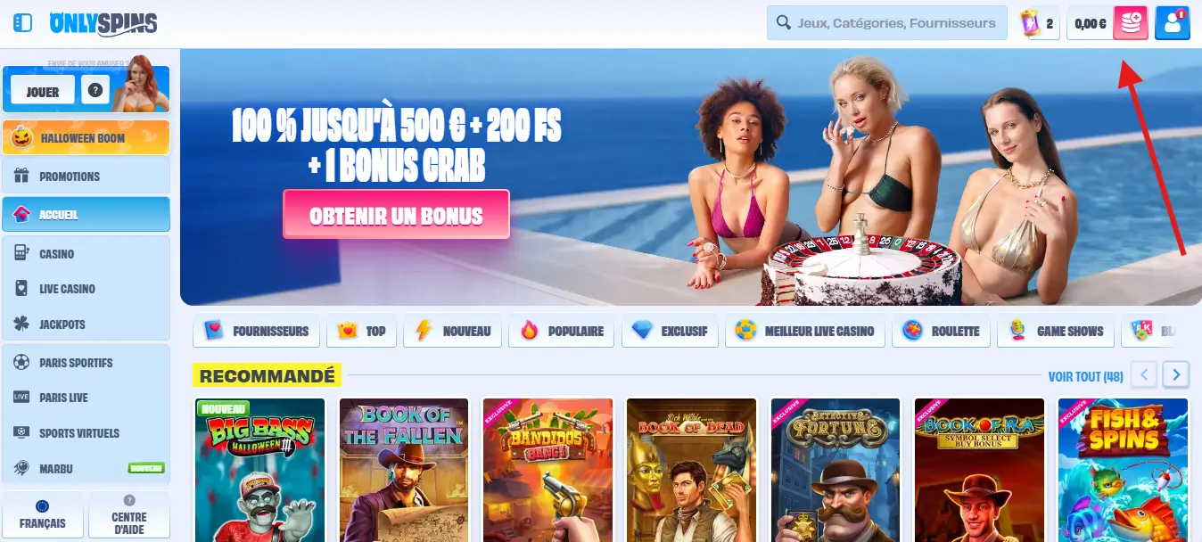 dépôt étape 1 only spins casino