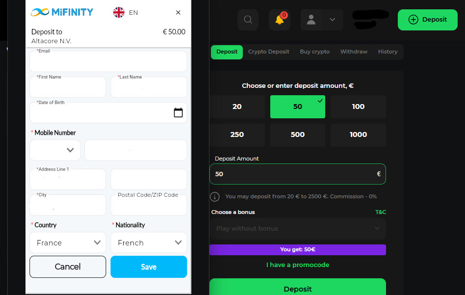 dépôt étape 3 mifinity