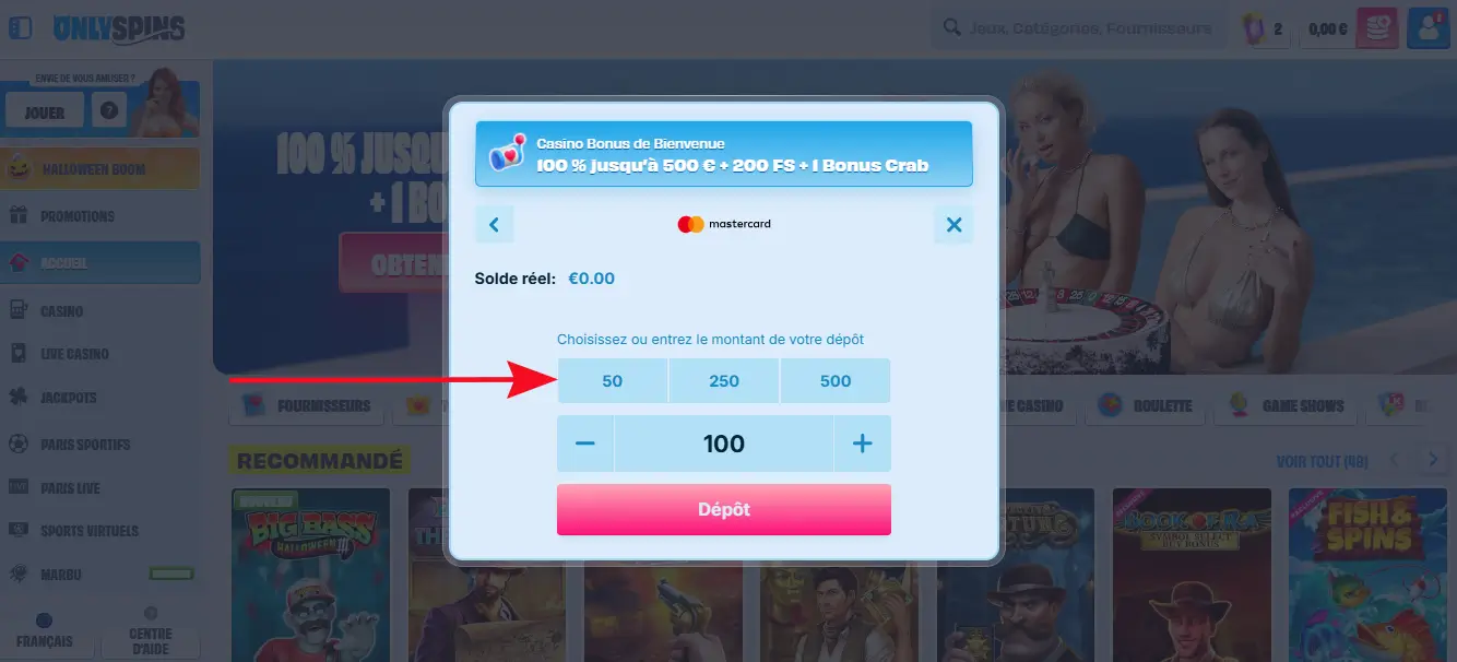 dépôt étape 3 only spins casino