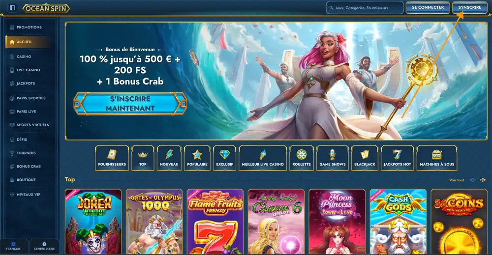 inscription étape 1 oceanspin