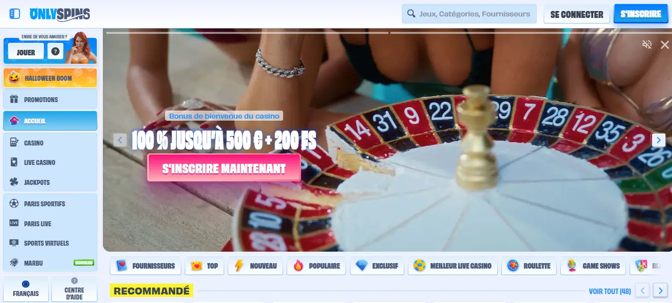 inscription étape 1 only spins casino