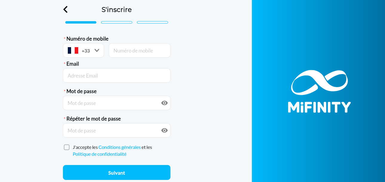 inscription étape 2 mifinity