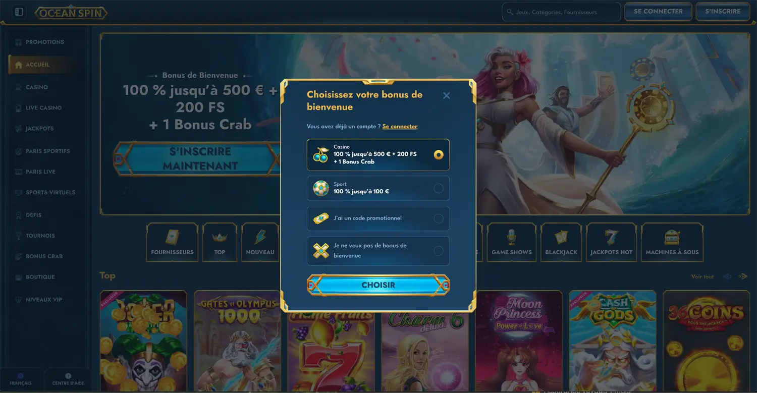 inscription étape 2 oceanspin