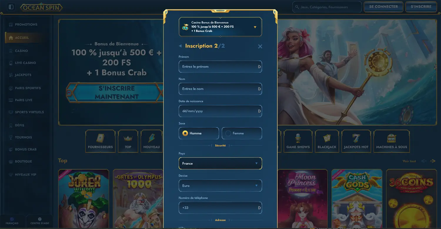 inscription étape 4 oceanspin