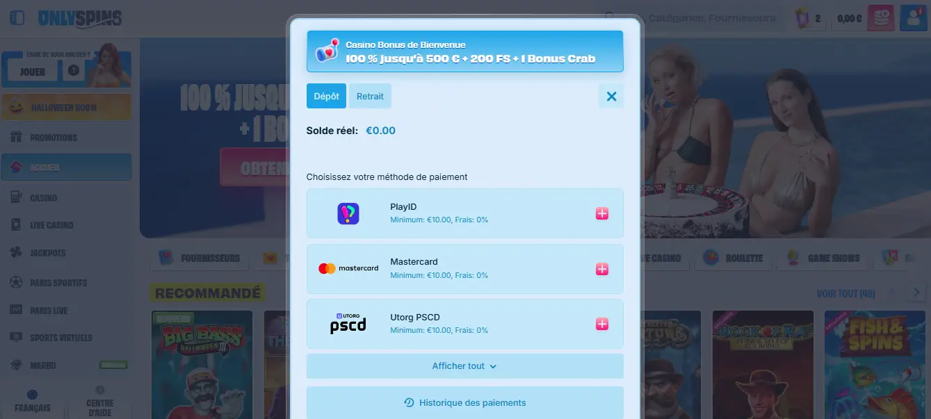 inscription étape 5 only spins casino