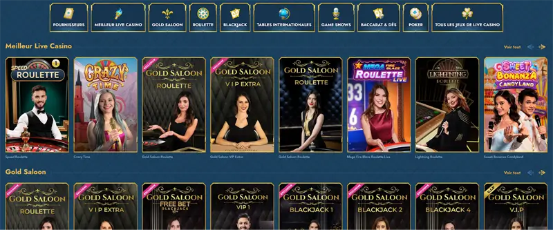 jeux en direct oceanspin