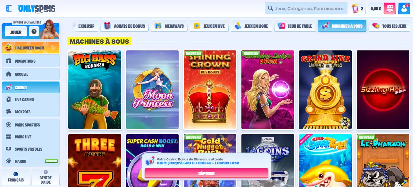 machines à sous only spins casino