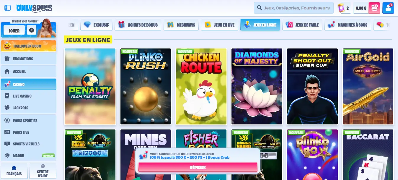 mini jeux only spins casino