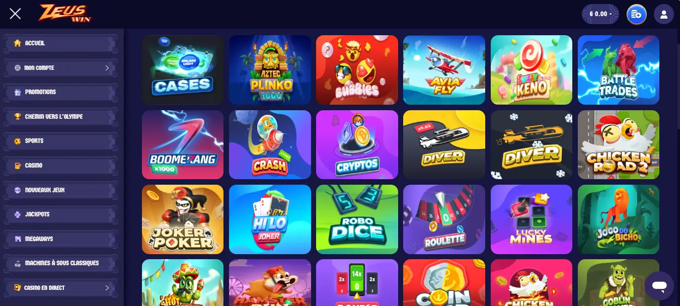 mini jeux zeuswin casino