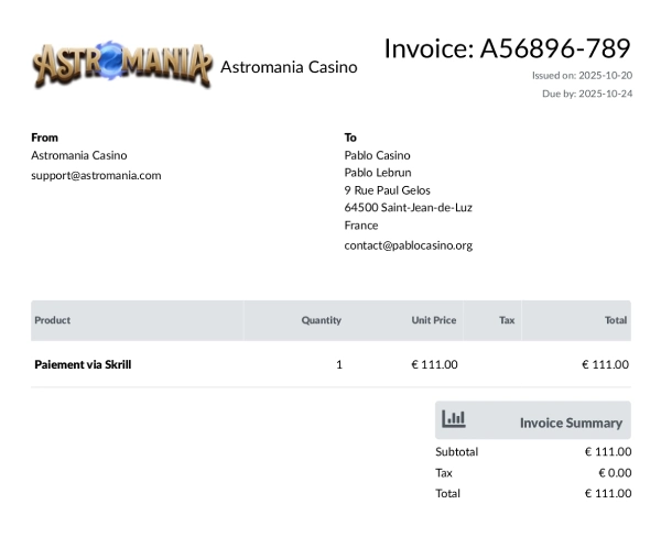 preuve retrait astromania