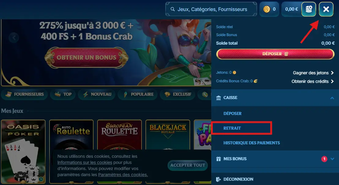 retrait étape 1 mifinity