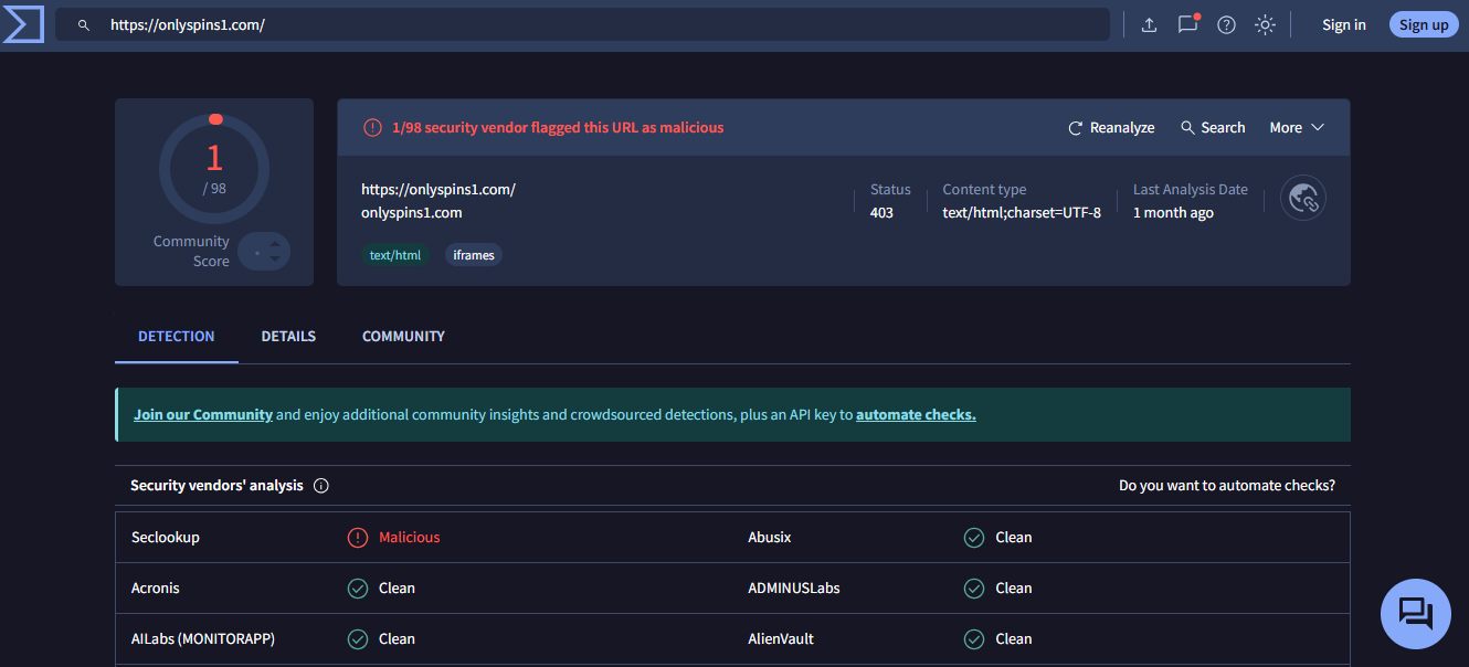 sécurisé only spins casino