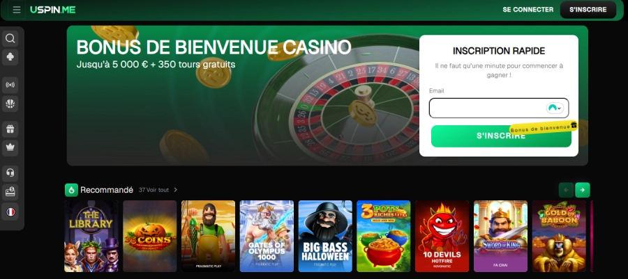 Inscription sur Uspin Casino étape1